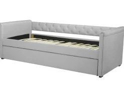 Cama Dupla Em Tecido Cinzento Claro 80 X 200 Cm Libourne