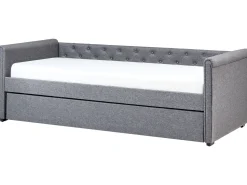 Cama Dupla Em Tecido Cinzento Escuro 90 X 200 Cm Libourne