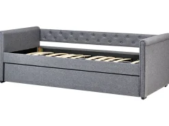 Cama Dupla Em Tecido Cinzento Escuro 90 X 200 Cm Libourne