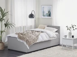 Cama Dupla Em Tecido Cinzento Claro 90 X 200 Cm Marmande