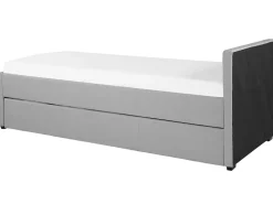 Cama Dupla Em Tecido Cinzento Claro 80 X 200 Cm Marmande