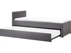 Cama Dupla Em Tecido Cinzento Escuro 90 X 200 Cm Marmande