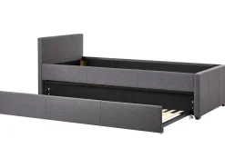 Cama Dupla Em Tecido Cinzento Escuro 90 X 200 Cm Marmande