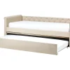 Cama Dupla Em Tecido Creme 90 X 200 Cm Libourne