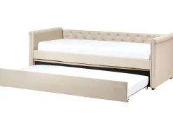 Cama Dupla Em Tecido Creme 90 X 200 Cm Libourne