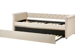 Cama Dupla Em Tecido Creme 90 X 200 Cm Libourne