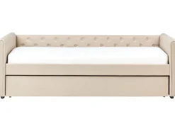 Cama Dupla Em Tecido Creme 90 X 200 Cm Libourne