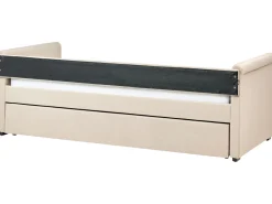 Cama Dupla Em Tecido Creme 90 X 200 Cm Libourne