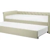 Cama Dupla Em Tecido Creme 80 X 200 Cm Libourne