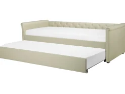 Cama Dupla Em Tecido Creme 80 X 200 Cm Libourne