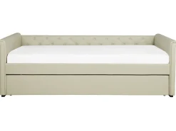 Cama Dupla Em Tecido Creme 80 X 200 Cm Libourne