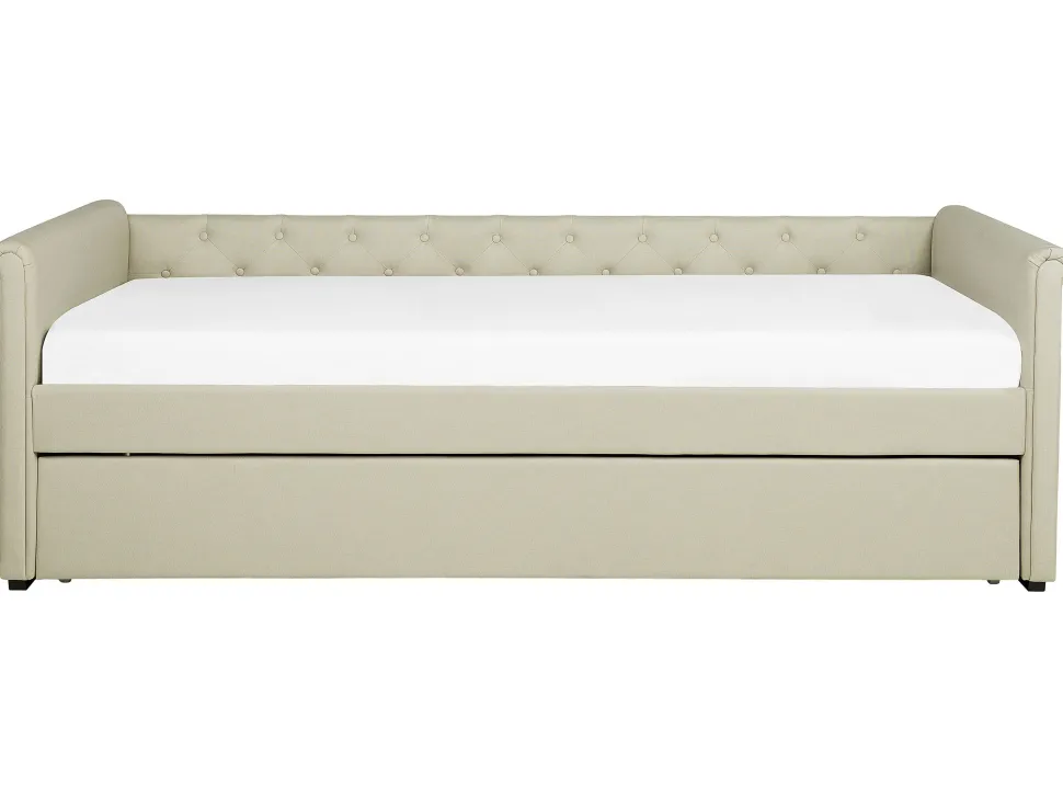 Cama Dupla Em Tecido Creme 80 X 200 Cm Libourne