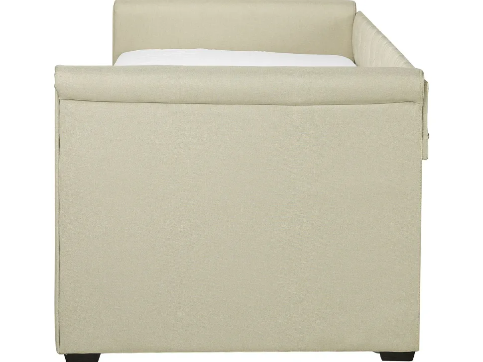 Cama Dupla Em Tecido Creme 80 X 200 Cm Libourne
