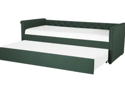 Cama Dupla Em Tecido Verde Escuro 90 X 200 Cm Libourne
