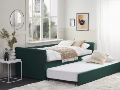 Cama Dupla Em Tecido Verde Escuro 90 X 200 Cm Libourne