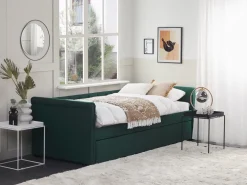 Cama Dupla Em Tecido Verde Escuro 90 X 200 Cm Libourne