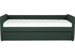 Cama Dupla Em Tecido Verde Escuro 90 X 200 Cm Libourne