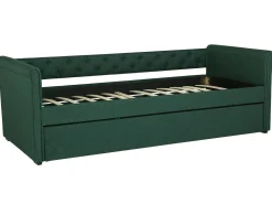 Cama Dupla Em Tecido Verde Escuro 80 X 200 Cm Libourne