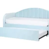 Cama Dupla Em Veludo Azul Claro 90 X 200 Cm Eyburie