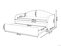 Cama Dupla Em Veludo Azul Claro 90 X 200 Cm Eyburie