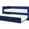 Cama Dupla Em Veludo Azul Marinho 90 X 200 Cm Gassin