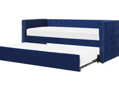 Cama Dupla Em Veludo Azul Marinho 90 X 200 Cm Gassin