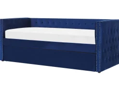 Cama Dupla Em Veludo Azul Marinho 90 X 200 Cm Gassin