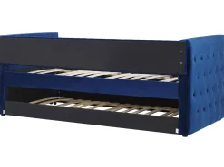 Cama Dupla Em Veludo Azul Marinho 90 X 200 Cm Gassin