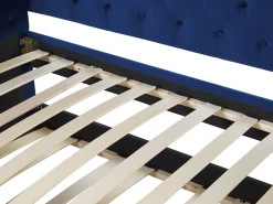 Cama Dupla Em Veludo Azul Marinho 90 X 200 Cm Gassin