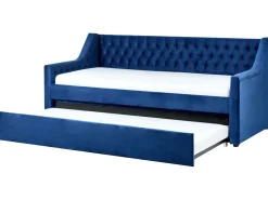 Cama Dupla Em Veludo Azul Marinho 90 X 200 Cm Montargis
