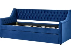 Cama Dupla Em Veludo Azul Marinho 90 X 200 Cm Montargis