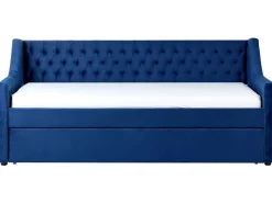 Cama Dupla Em Veludo Azul Marinho 90 X 200 Cm Montargis