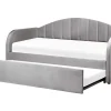 Cama Dupla Em Veludo Cinzento 90 X 200 Cm Eyburie