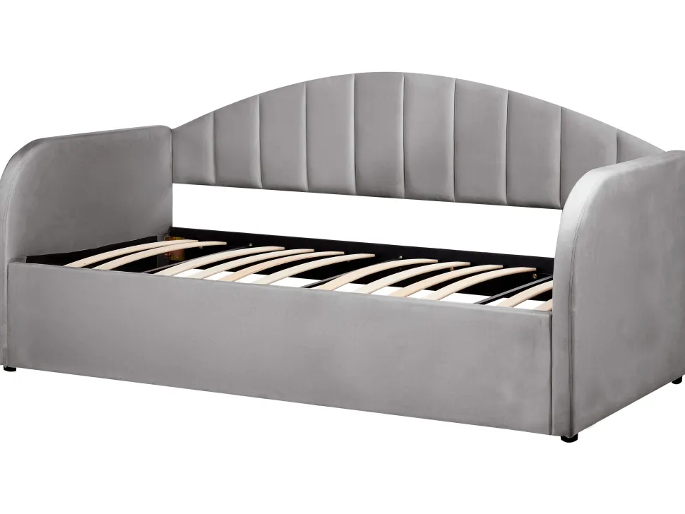 Cama Dupla Em Veludo Cinzento 90 X 200 Cm Eyburie