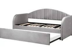 Cama Dupla Em Veludo Cinzento 90 X 200 Cm Eyburie