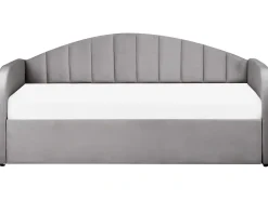 Cama Dupla Em Veludo Cinzento 90 X 200 Cm Eyburie