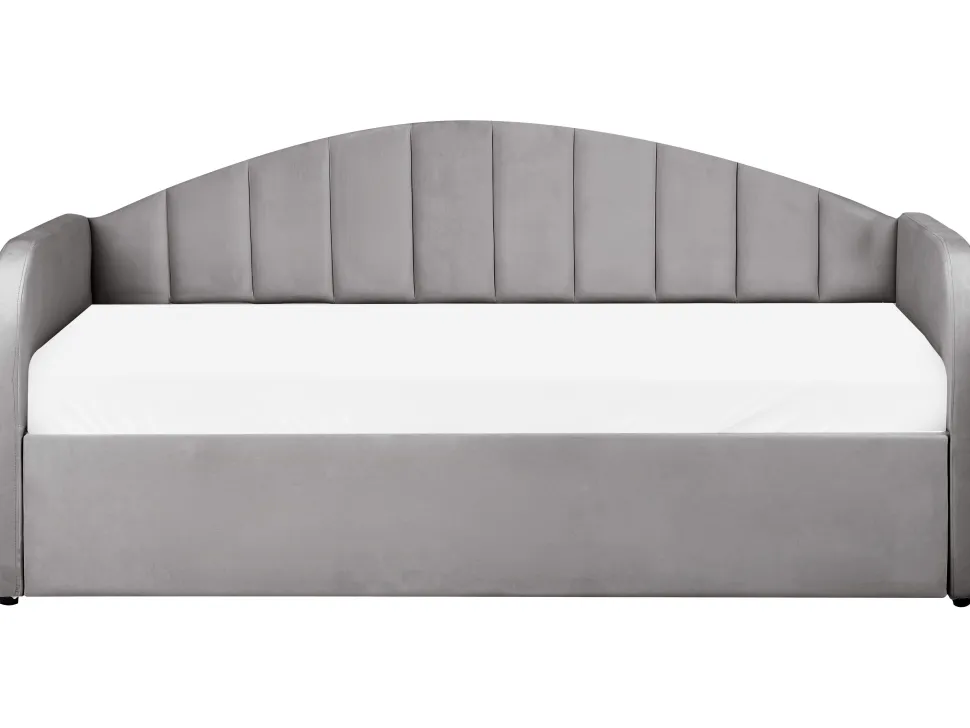 Cama Dupla Em Veludo Cinzento 90 X 200 Cm Eyburie