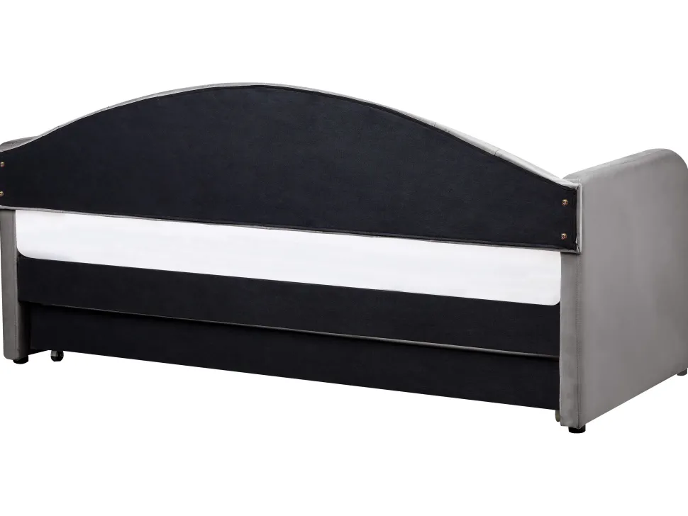 Cama Dupla Em Veludo Cinzento 90 X 200 Cm Eyburie