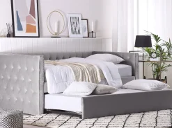 Cama Dupla Em Veludo Cinzento 90 X 200 Cm Gassin