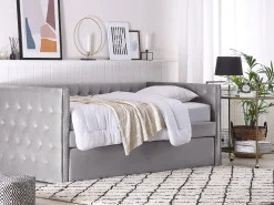 Cama Dupla Em Veludo Cinzento 90 X 200 Cm Gassin