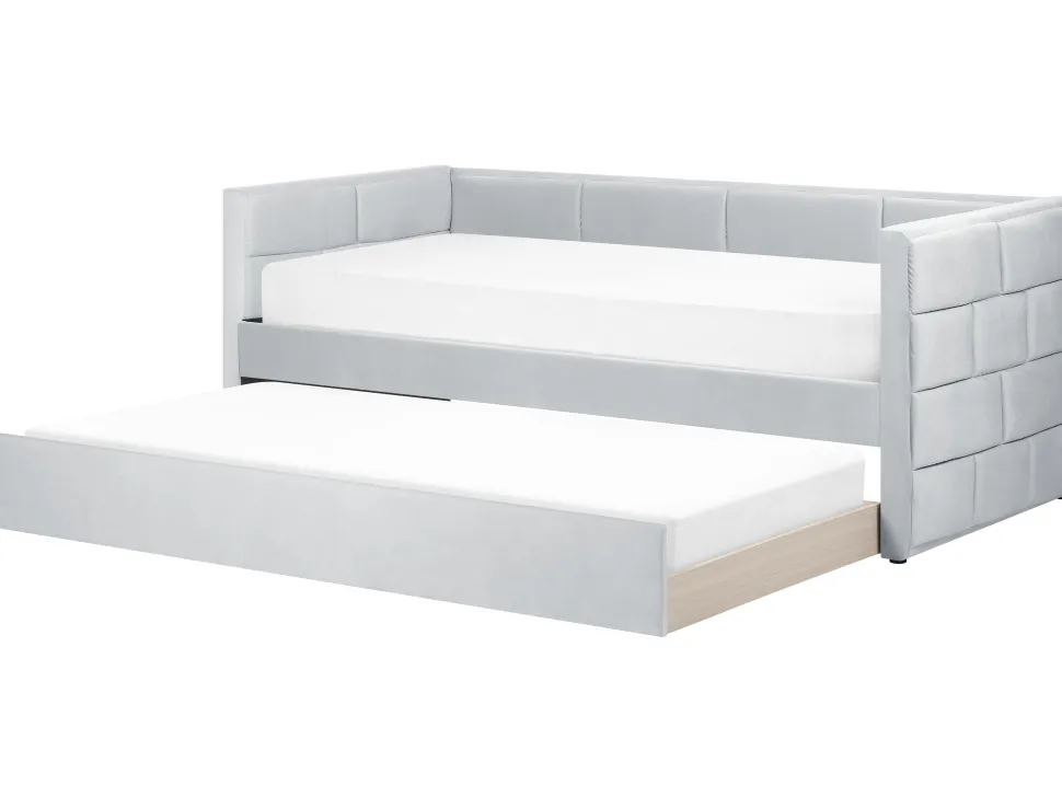 Cama Dupla Em Veludo Cinzento Claro 90 X 200 Cm Chavonne