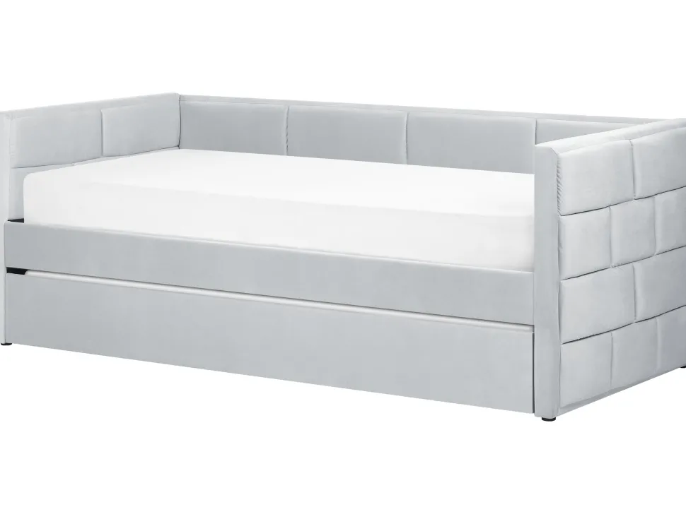 Cama Dupla Em Veludo Cinzento Claro 90 X 200 Cm Chavonne