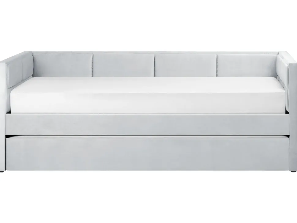 Cama Dupla Em Veludo Cinzento Claro 90 X 200 Cm Chavonne
