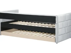 Cama Dupla Em Veludo Cinzento Claro 90 X 200 Cm Chavonne