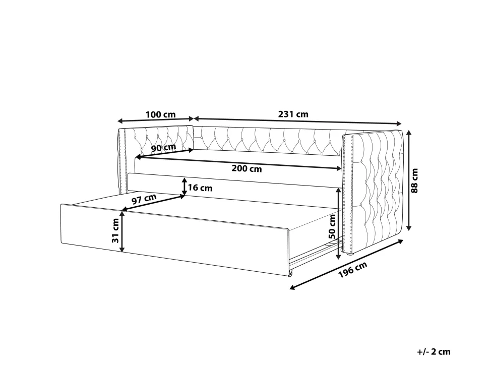 Cama Dupla Em Veludo Rosa 90 X 200 Cm Gassin
