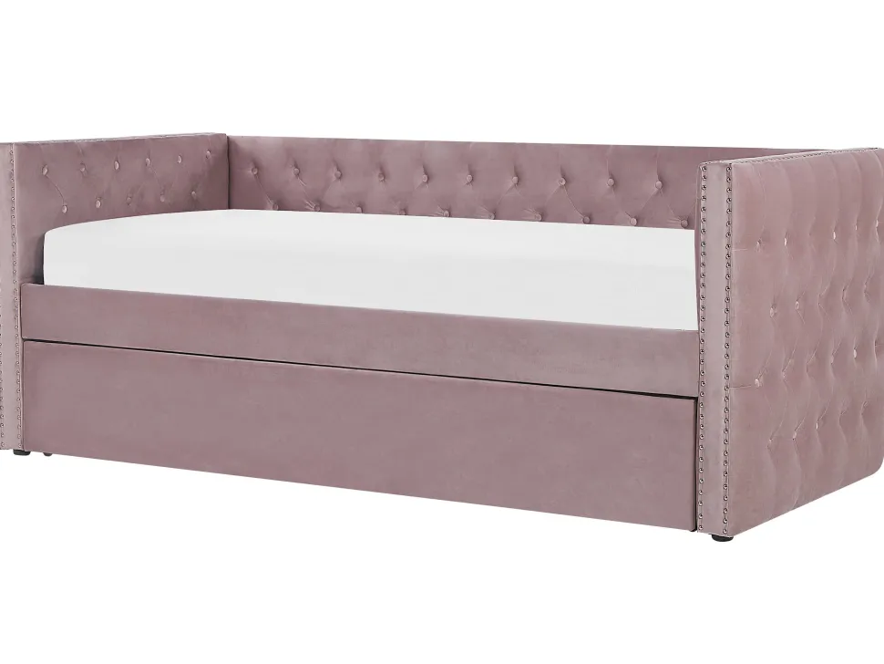 Cama Dupla Em Veludo Rosa 90 X 200 Cm Gassin