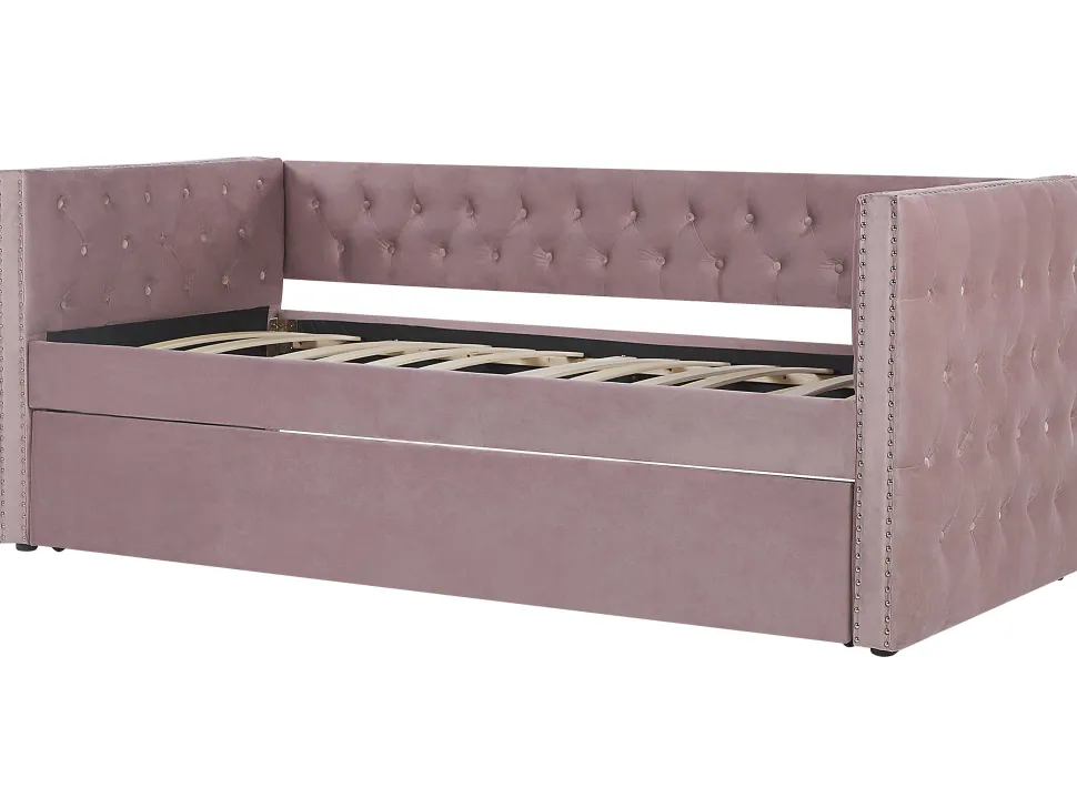 Cama Dupla Em Veludo Rosa 90 X 200 Cm Gassin
