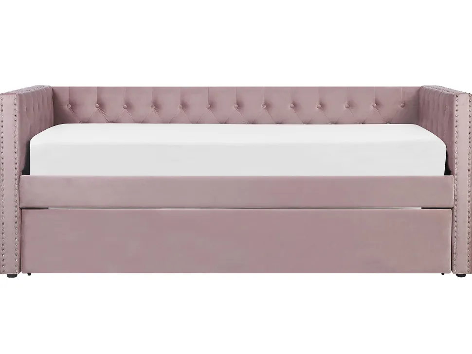 Cama Dupla Em Veludo Rosa 90 X 200 Cm Gassin
