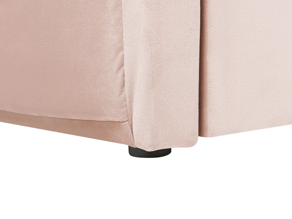 Cama Dupla Em Veludo Rosa Pastel 90 X 200 Cm Chavonne