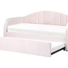 Cama Dupla Em Veludo Rosa Pastel 90 X 200 Cm Eyburie